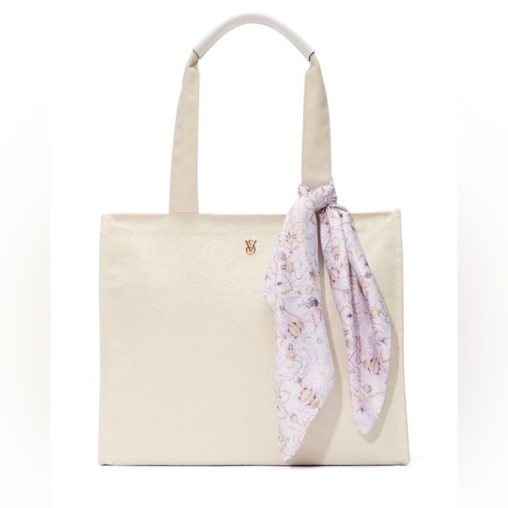 Victoria’s Secret Floral Embossed Tote Bag with Floral Scarf
